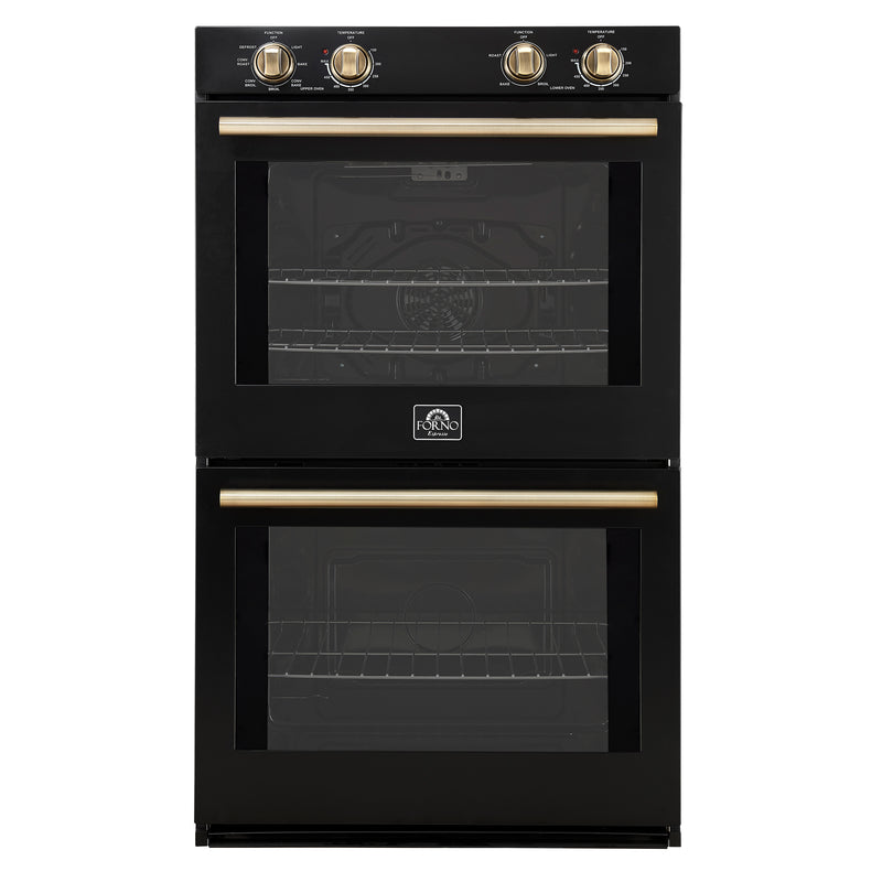 Forno Vomero 30" Double Wall Oven Electric in Black, 10 cu. ft. Total Capacity, True Convection, 6 Cooking Modes, FBOEL1324-30BLK