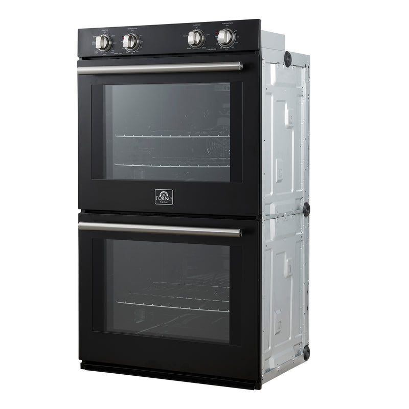 Forno Vomero 30" Double Wall Oven Electric in Black, 10 cu. ft. Total Capacity, True Convection, 6 Cooking Modes, FBOEL1324-30BLK