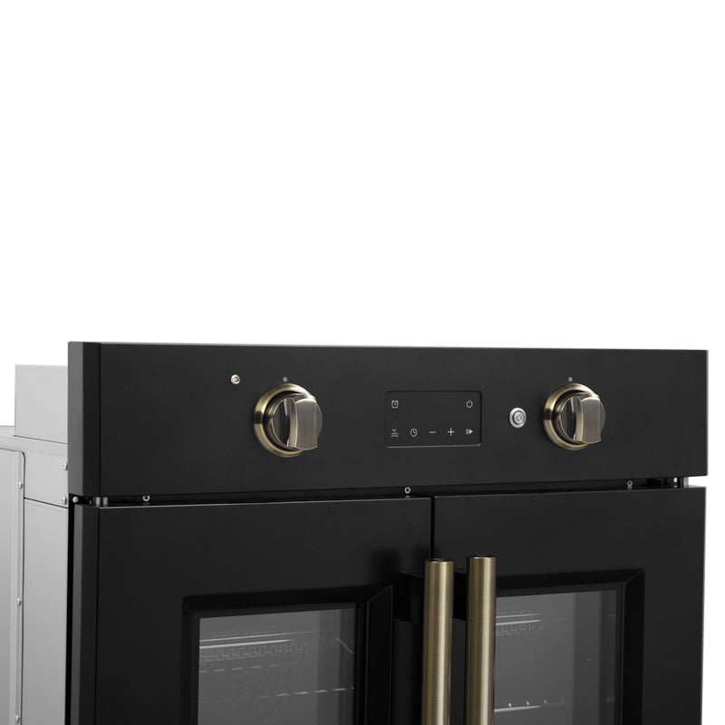 Forno Asti 30" French Door Electric Wall Oven in Black, 3.68 cu. ft. True Convection, Air Fry, Self-Clean, FBOEL1333-30BLK