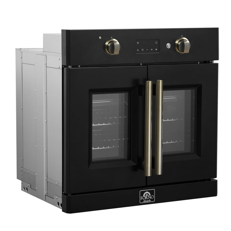 Forno Asti 30" French Door Electric Wall Oven in Black, 3.68 cu. ft. True Convection, Air Fry, Self-Clean, FBOEL1333-30BLK