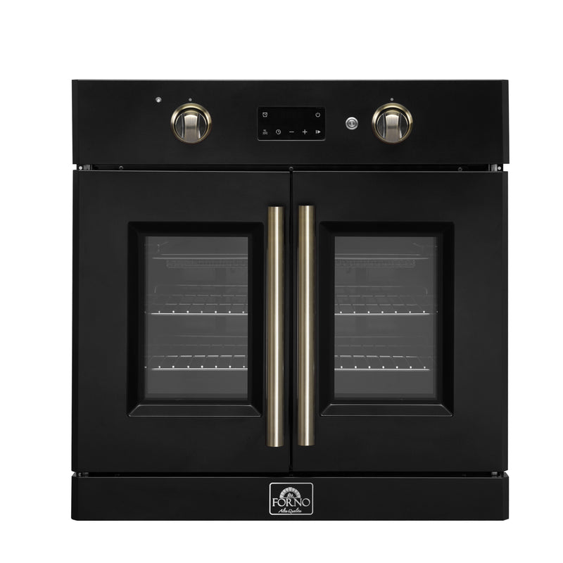 Forno Asti 30" French Door Electric Wall Oven in Black, 3.68 cu. ft. True Convection, Air Fry, Self-Clean, FBOEL1333-30BLK
