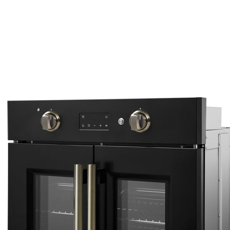 Forno Asti 30" French Door Electric Wall Oven in Black, 3.68 cu. ft. True Convection, Air Fry, Self-Clean, FBOEL1333-30BLK