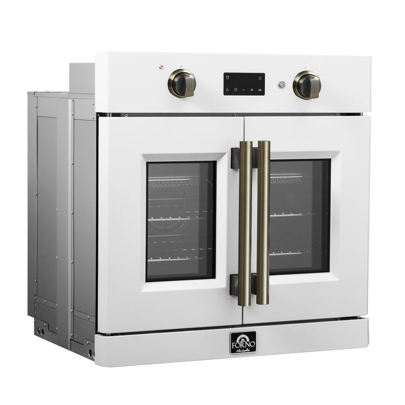 Forno Asti 30" French Door Electric Wall Oven in White, 3.68 cu. ft. True Convection, Air Fry, Self-Clean, FBOEL1333-30WHT