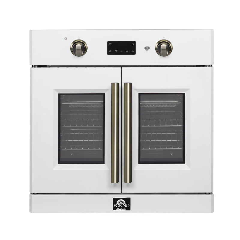 Forno Asti 30" French Door Electric Wall Oven in White, 3.68 cu. ft. True Convection, Air Fry, Self-Clean, FBOEL1333-30WHT