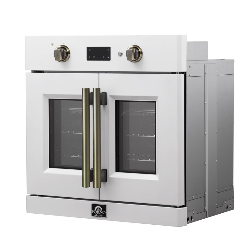 Forno Asti 30" French Door Electric Wall Oven in White, 3.68 cu. ft. True Convection, Air Fry, Self-Clean, FBOEL1333-30WHT