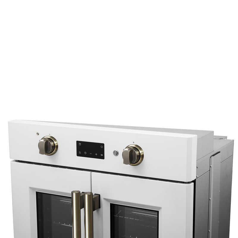 Forno Asti 30" French Door Electric Wall Oven in White, 3.68 cu. ft. True Convection, Air Fry, Self-Clean, FBOEL1333-30WHT