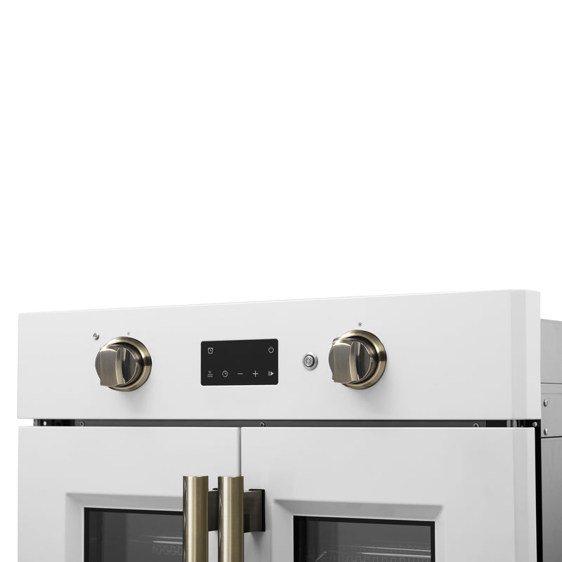 Forno Asti 30" French Door Electric Wall Oven in White, 3.68 cu. ft. True Convection, Air Fry, Self-Clean, FBOEL1333-30WHT