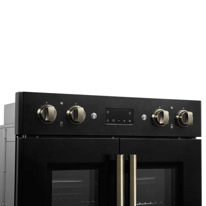 Forno Asti 30" French Door Double Electric Wall Oven in Black, 7.36 cu. ft. Dual True Convection, Air Fry, Self-Clean, FBOEL1340-30BLK