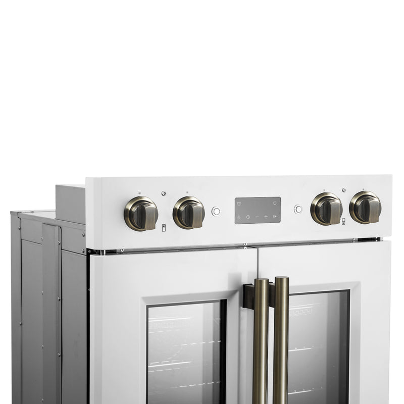 Forno 60" Freestanding French Door Dual Fuel Range in White, Double Oven, Air Fry, True Convection, FBOEL1340-30WHT