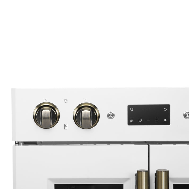 Forno 60" Freestanding French Door Dual Fuel Range in White, Double Oven, Air Fry, True Convection, FBOEL1340-30WHT