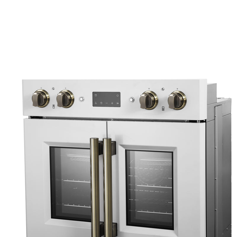 Forno 60" Freestanding French Door Dual Fuel Range in White, Double Oven, Air Fry, True Convection, FBOEL1340-30WHT