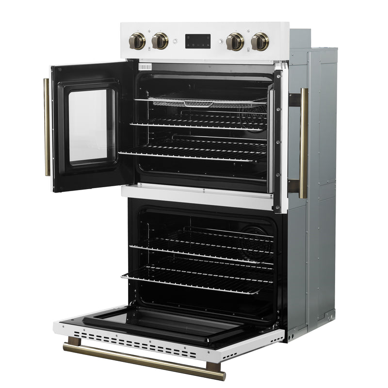 Forno 60" Freestanding French Door Dual Fuel Range in White, Double Oven, Air Fry, True Convection, FBOEL1340-30WHT