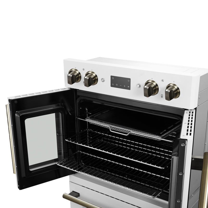 Forno 60" Freestanding French Door Dual Fuel Range in White, Double Oven, Air Fry, True Convection, FBOEL1340-30WHT