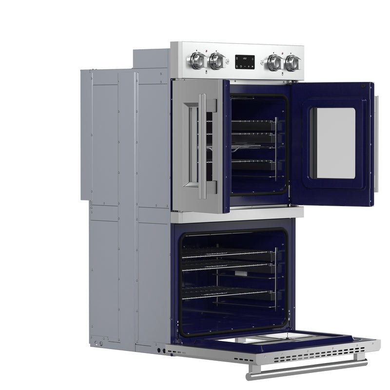 Forno Gallico 30" Double Wall Oven French Door Electric in Stainless Steel, 7.36 cu.ft. True Convection, Air Fry, Sous Vide, FBOEL1388-30
