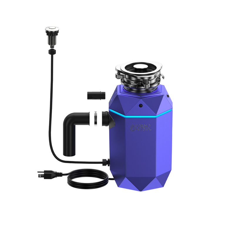 Forno ACQUA BrightDIAMOND 1HP Garbage Disposal with Motion Sensor LED Light, Air Switch, 4-Stage Grinding, WDD100TA1AM