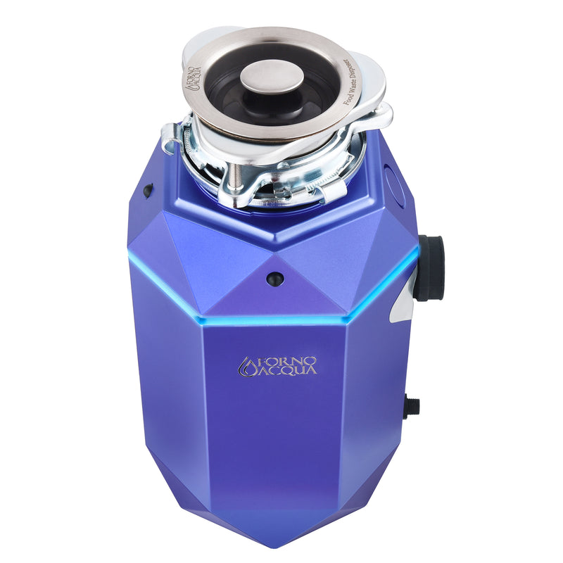 Forno ACQUA BrightDIAMOND 1HP Garbage Disposal with Motion Sensor LED Light, Air Switch, 4-Stage Grinding, WDD100TA1AM