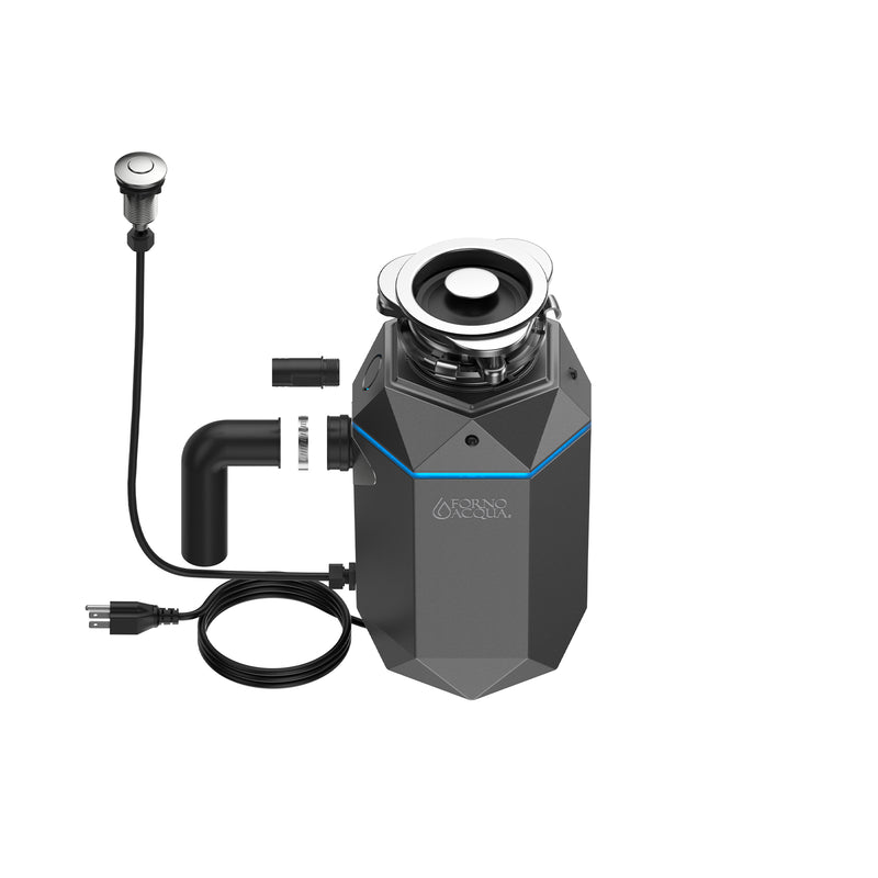 Forno ACQUA 1HP Garbage Disposal with Motion Sensor LED Light, Air Switch, 4-Stage Grinding, WDD100TA1BO