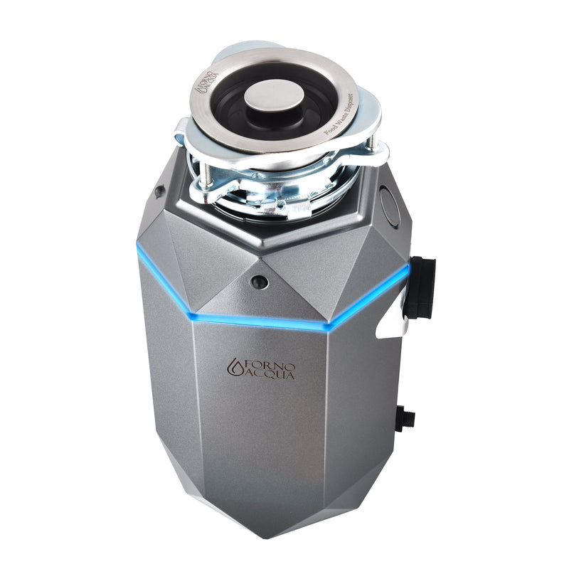 Forno ACQUA 3/4HP Garbage Disposal with Motion Sensor LED Light, Pre-Wired Air Switch, Stainless Steel Blades, WDD075TA1BO