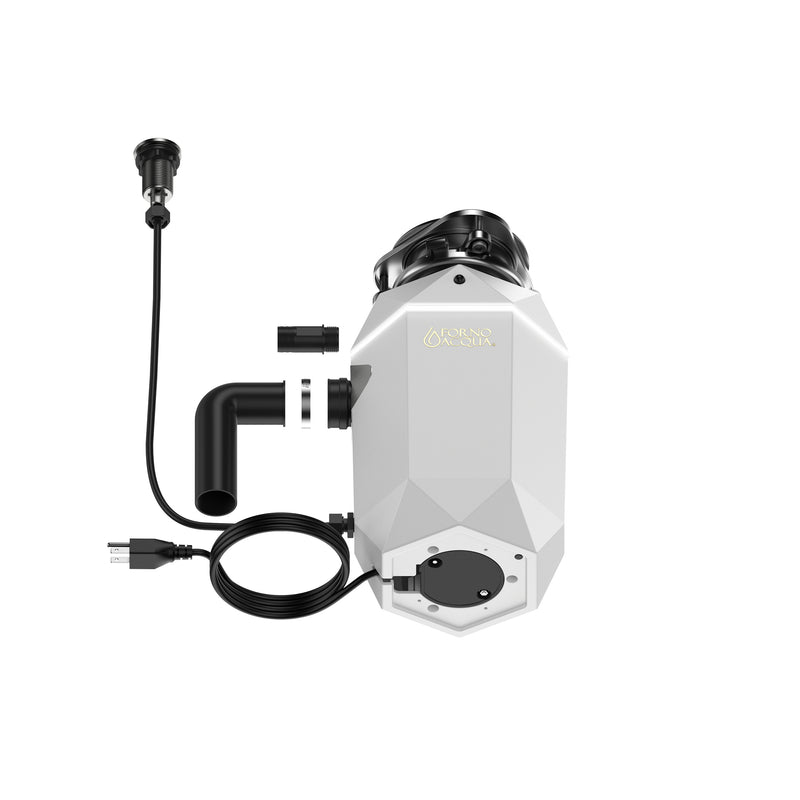 Forno ACQUA BrightDIAMOND Moonstone 1HP Garbage Disposal with Motion Sensor LED Light, Pre-Wired Air Switch, Stainless Steel Blades, WDD100TA2MS