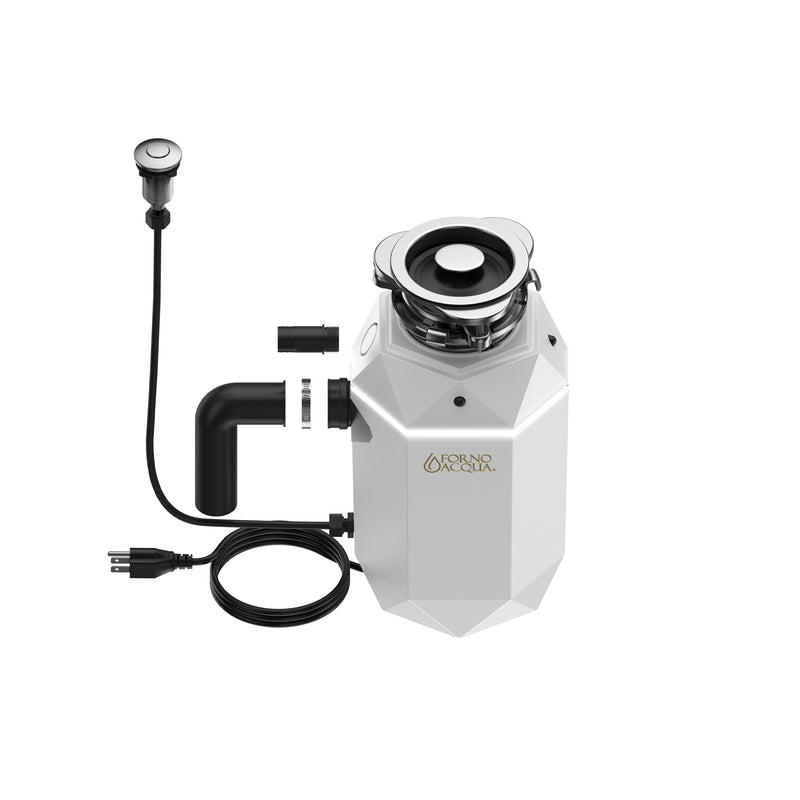 Forno ACQUA BrightDIAMOND Moonstone 3/4HP Garbage Disposal with Motion Sensor LED Light, Pre-Wired Air Switch, Stainless Steel Chamber, WDD075TA2MS