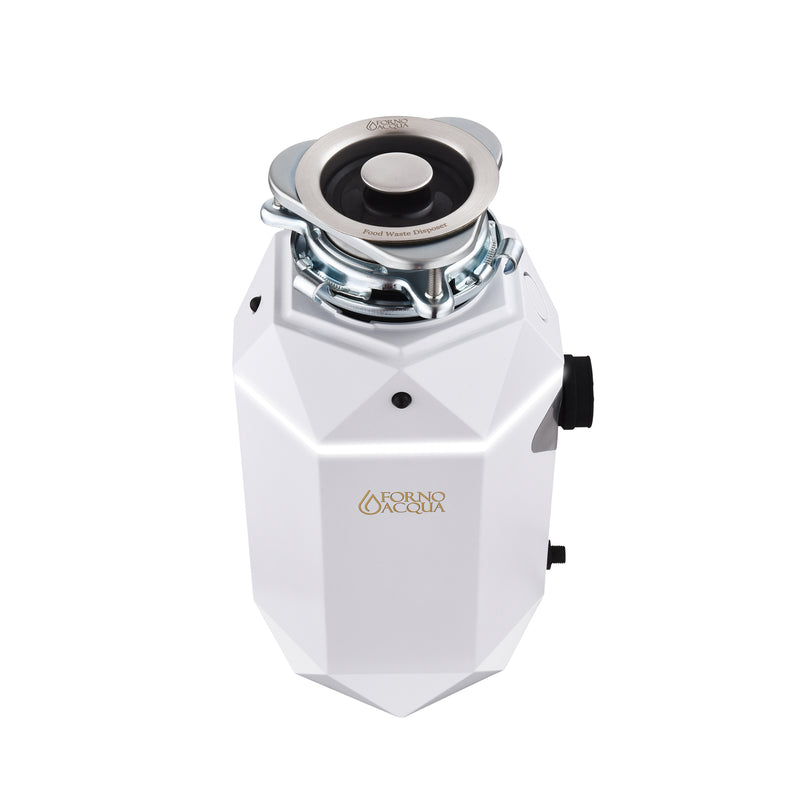 Forno ACQUA BrightDIAMOND Moonstone 1HP Garbage Disposal with Motion Sensor LED Light, Pre-Wired Air Switch, Stainless Steel Blades, WDD100TA2MS