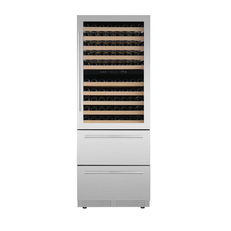 Forno Celano 30" Dual Zone Wine Cooler and Beverage Cooler in Stainless Steel, 21.3 cu.ft Capacity, 150 Bottle Storage, UV-Resistant Glass, FWCDR6697-30S
