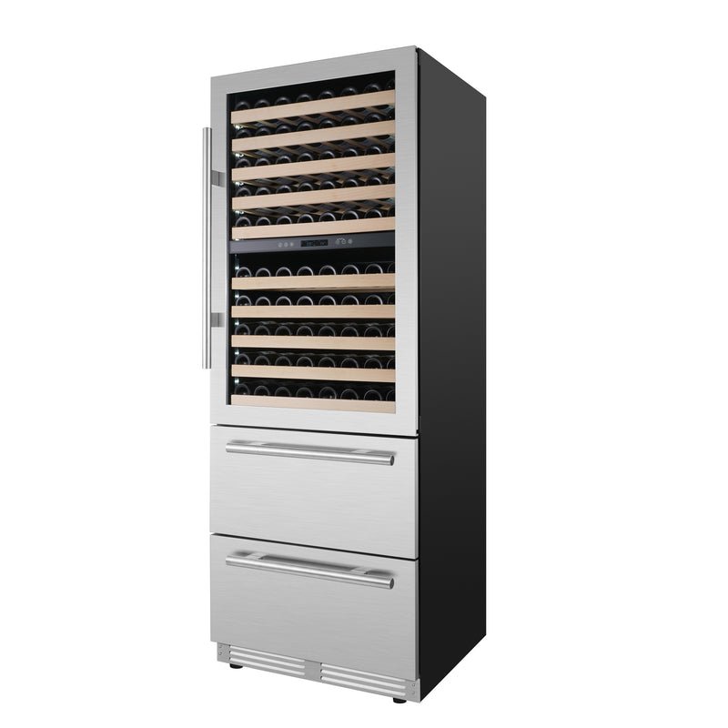 Forno Celano 30" Dual Zone Wine Cooler and Beverage Cooler in Stainless Steel, 21.3 cu.ft Capacity, 150 Bottle Storage, UV-Resistant Glass, FWCDR6697-30S