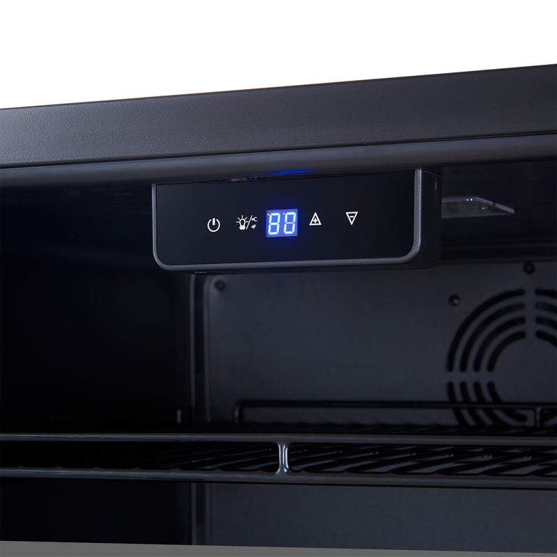 Forno Frescolino 24" Freestanding Beverage Cooler in Black, 188 Can Capacity, Triple-Layer Anti-UV Glass, Antique Brass Handles, FWCDR6665-24BLK