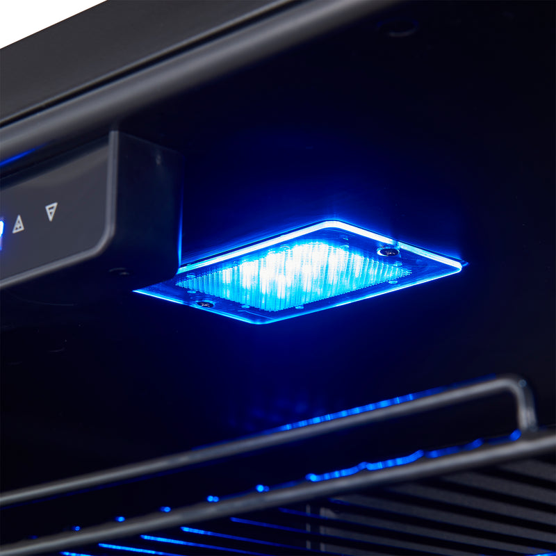 Forno Frescolino 24" Freestanding Beverage Cooler in Black, 188 Can Capacity, Triple-Layer Anti-UV Glass, Antique Brass Handles, FWCDR6665-24BLK