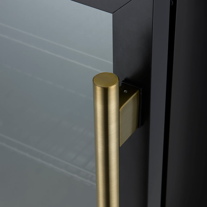 Forno Frescolino 24" Freestanding Beverage Cooler in Black, 188 Can Capacity, Triple-Layer Anti-UV Glass, Antique Brass Handles, FWCDR6665-24BLK