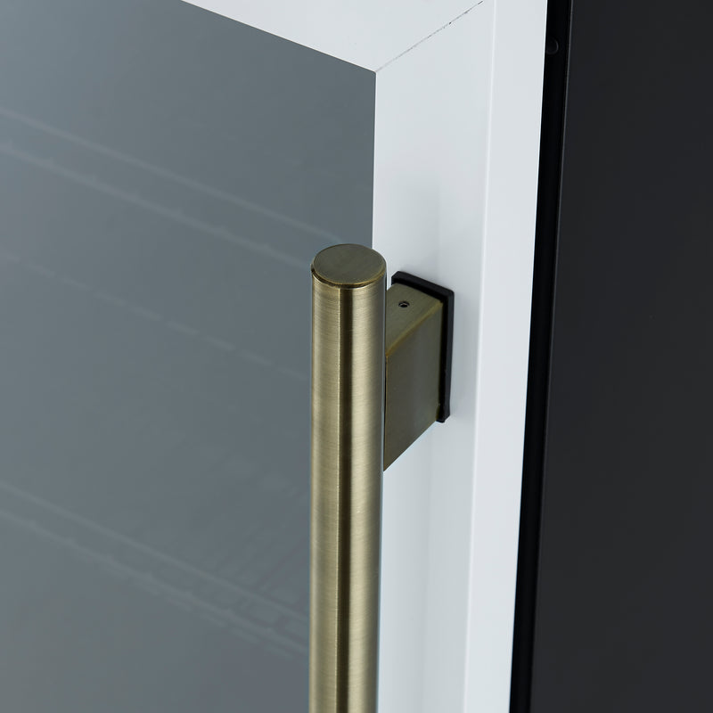 Forno Frescolino 24" Freestanding Beverage Cooler in White, 188 Can Capacity, Triple-Layer Anti-UV Glass, Antique Brass Handles, FWCDR6665-24WHT