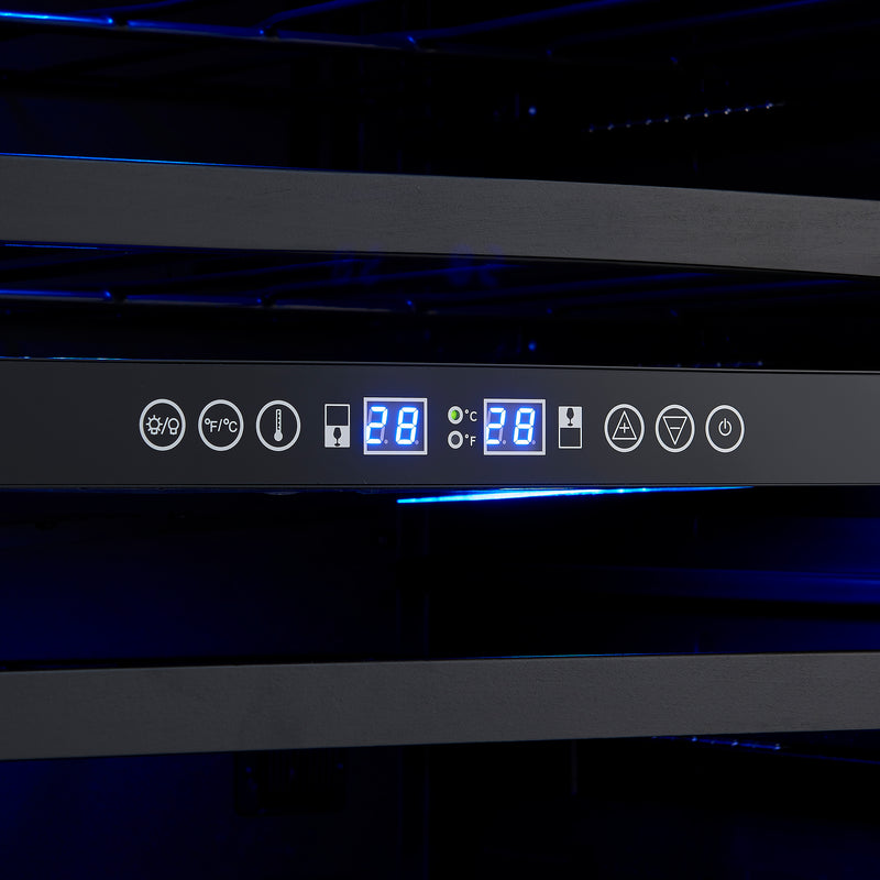 Forno Bacchino 24" Freestanding Wine Cooler in Stainless Steel, 51 Bottle Capacity, Dual Zone, Triple-Layer Anti-UV Glass, FWCDR6634-24S