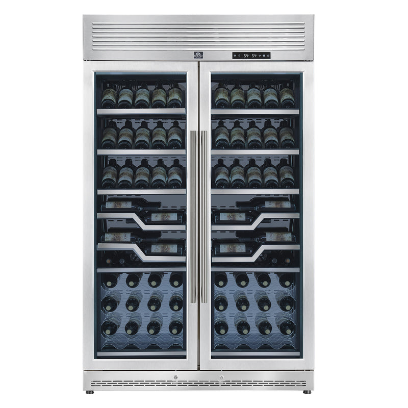 Forno Abruzzo 48" Dual Zone Wine Cellar, 102 Bottle Capacity, UV-Resistant Glass, FWCDR6611-48S