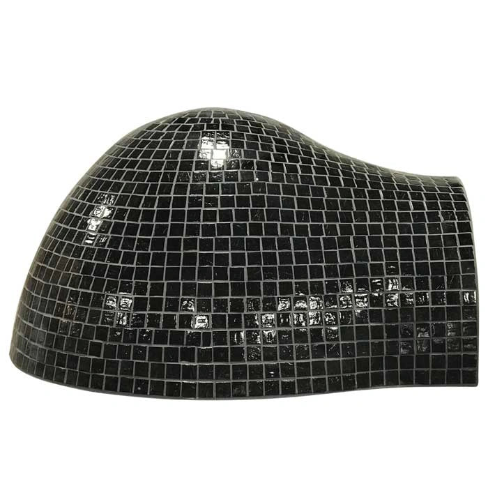 HPC Fire Inspired Villa Series outdoor built-in brick oven with black glass tiled exterior and stainless steel flange.