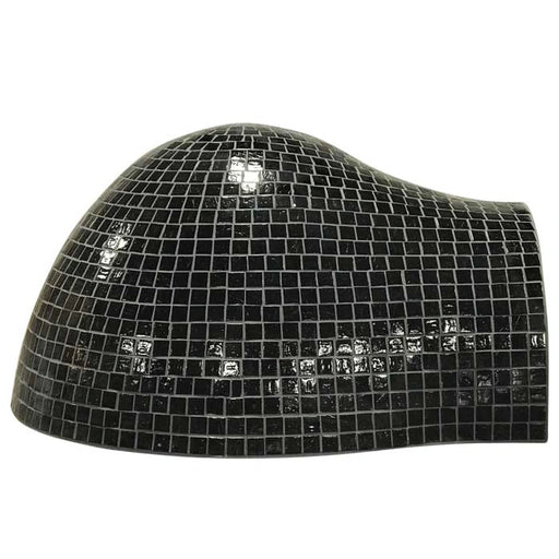 HPC Fire Inspired Villa Series outdoor built-in brick oven with black glass tiled exterior and stainless steel flange.