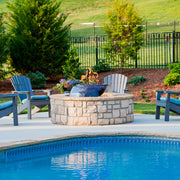 Evolution 360 Hammered Copper Fire and Water Bowl featuring hand-hammered copper with flowing water and central flame for outdoor ambiance.