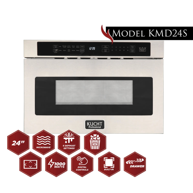 Kucht 24" 1.2 Cu. Ft. Microwave Drawer in Stainless Steel, KMD24S