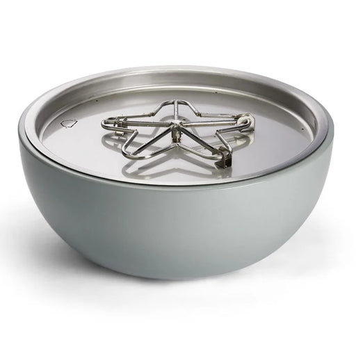 HPC Fire Inspired 120 VAC Aluminum Spun Bowl in concrete finish with natural gas burner and stainless steel top for outdoor fire features.