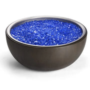 HPC Fire Inspired 120 VAC Aluminum Spun Bowl in dark finish with blue fire glass, natural gas, and durable outdoor design.
