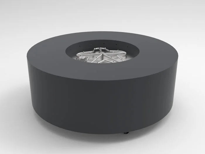 HPC Fire Inspired Assembled Metal Fire Pit Enclosures Agni with sleek black metal finish and electronic ignition flame control.