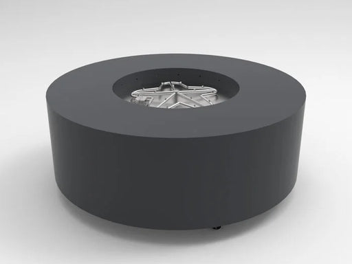 HPC Fire Inspired Assembled Metal Fire Pit Enclosures Agni Match Lit LP Gas with round black metal corrosion-resistant enclosure and manual match ignition