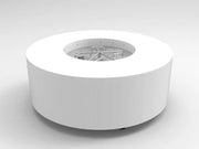 HPC Fire Inspired Assembled Metal Fire Pit Enclosures Agni Match Lit LP Gas with white corrosion-resistant metal body and manual ignition.