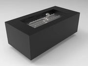 HPC Fire Inspired Tejas metal fire pit enclosure with electronic ignition, natural gas, and sleek black corrosion-resistant finish.