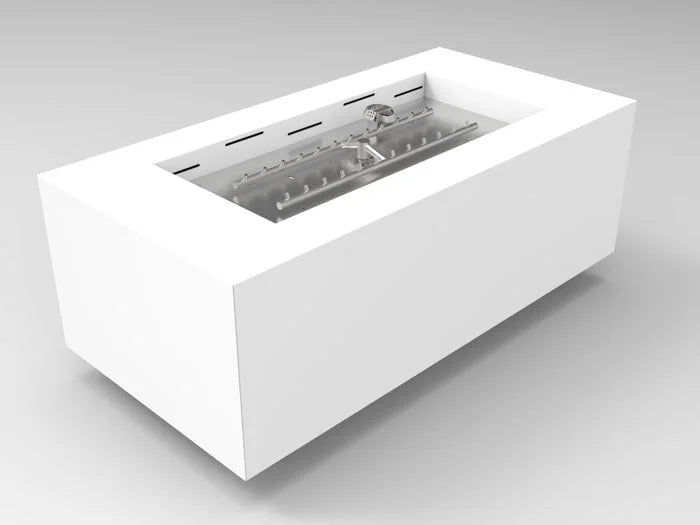 HPC Fire Inspired Assembled Metal Fire Pit Enclosure Tejas with 24V HI/LO electronic ignition and sleek white metal finish