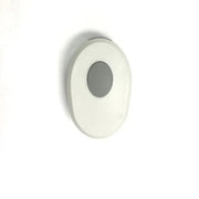 Round white light fixture on a white background