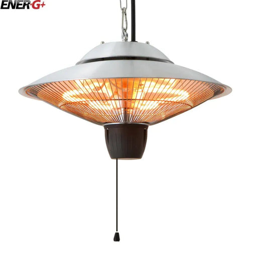 Outdoor patio heater with visible EnerG+ logo on a white background