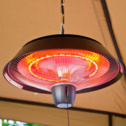 Outdoor patio heater hanging from a ceiling