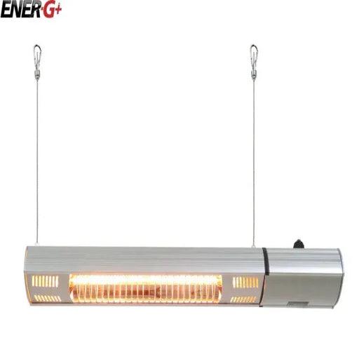 Hanging patio heater with visible ENERG® logo on a white background