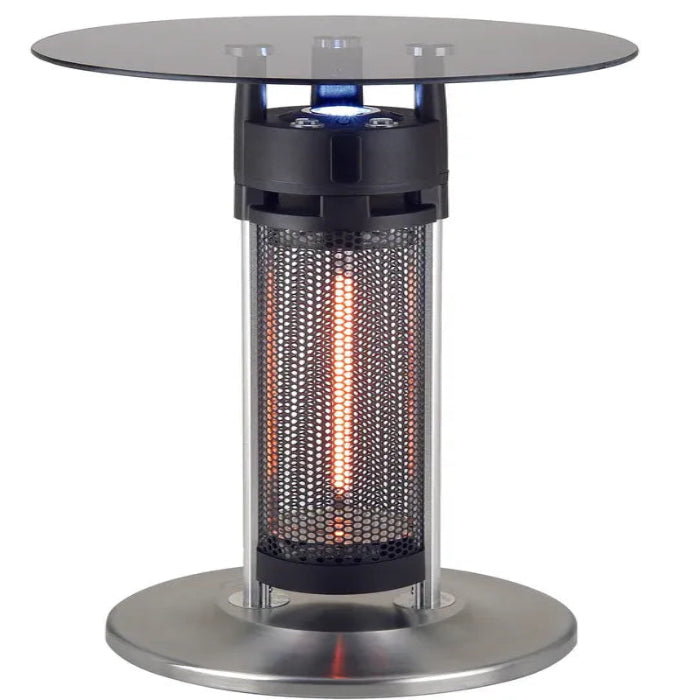 Outdoor patio heater with glass top on a white background