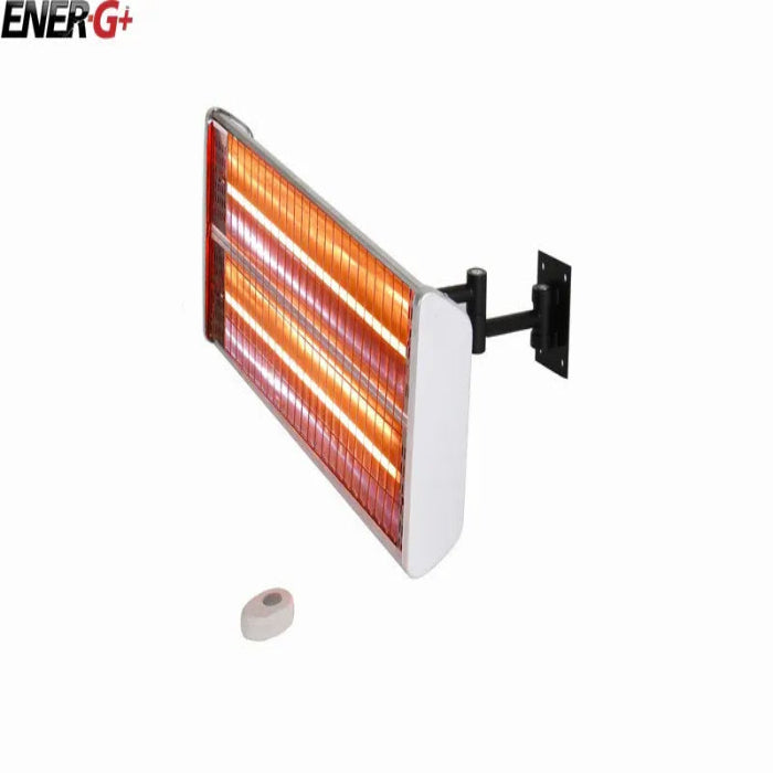 Wall-mounted infrared heater with ENERG+ branding on a white background